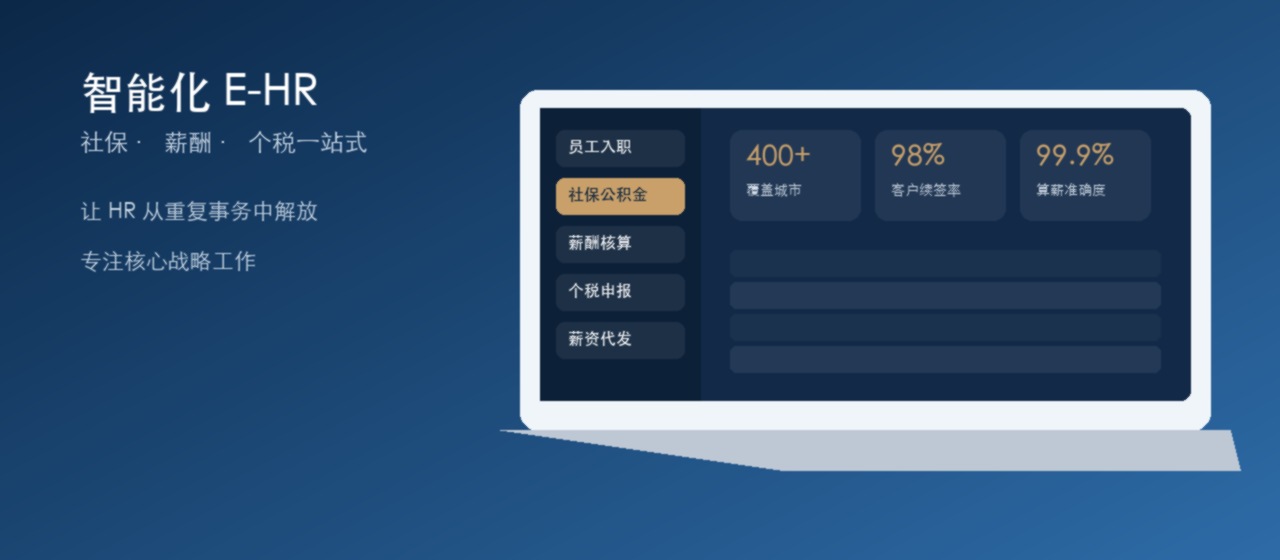 人事代理:智能化E-HR,社保薪酬个税一站式